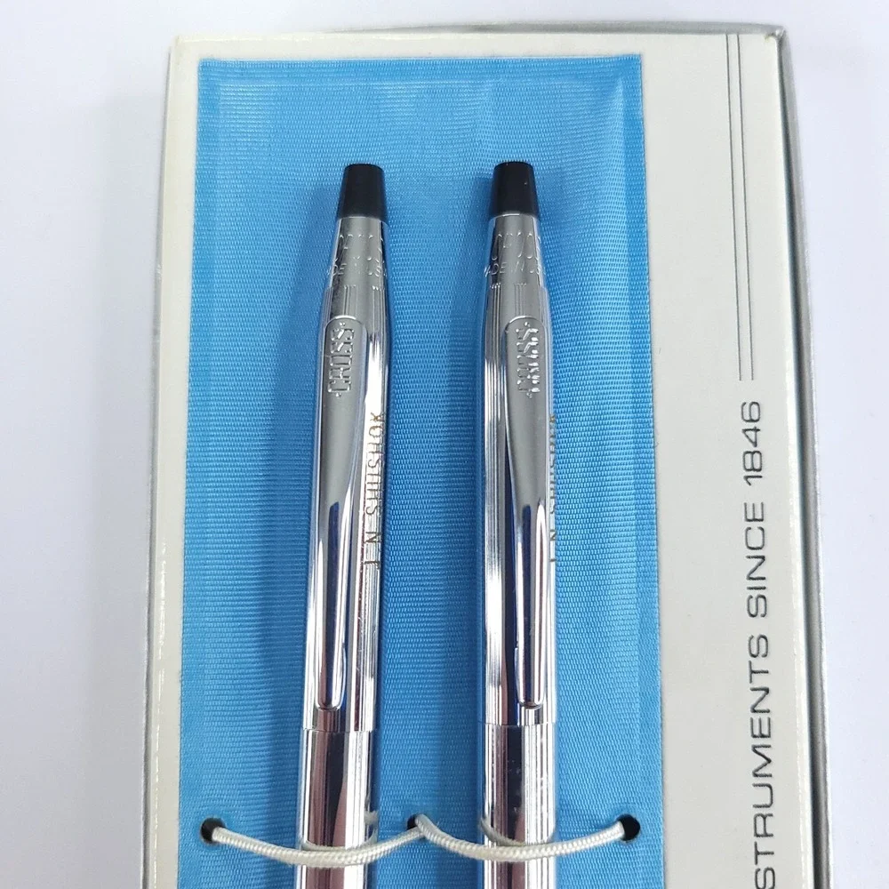 Cross Silver Chrome Ball Point Pen Mechanical Pencil Set 3501 In Original Box
